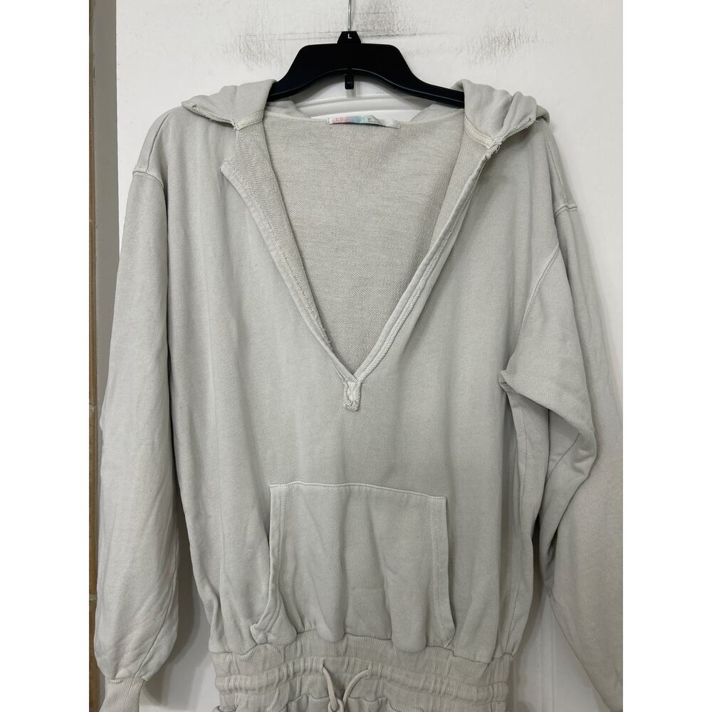 Free People Beach Kickin It Romper XS Stone Hoodie Lounge Oversized Relaxed - Picture 6 of 13